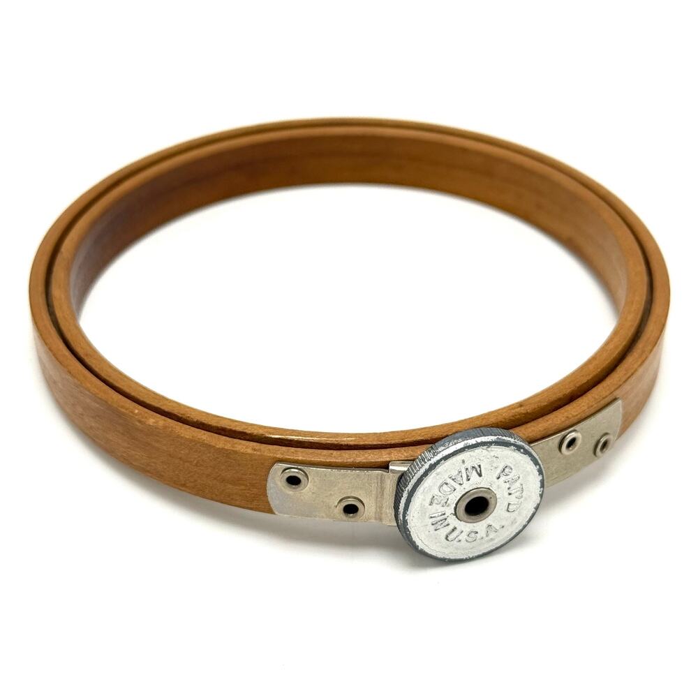 Vintage Queen Tension Wheel Embroidery Hoop 4 Inch Round Wood Felt Cushion Lined